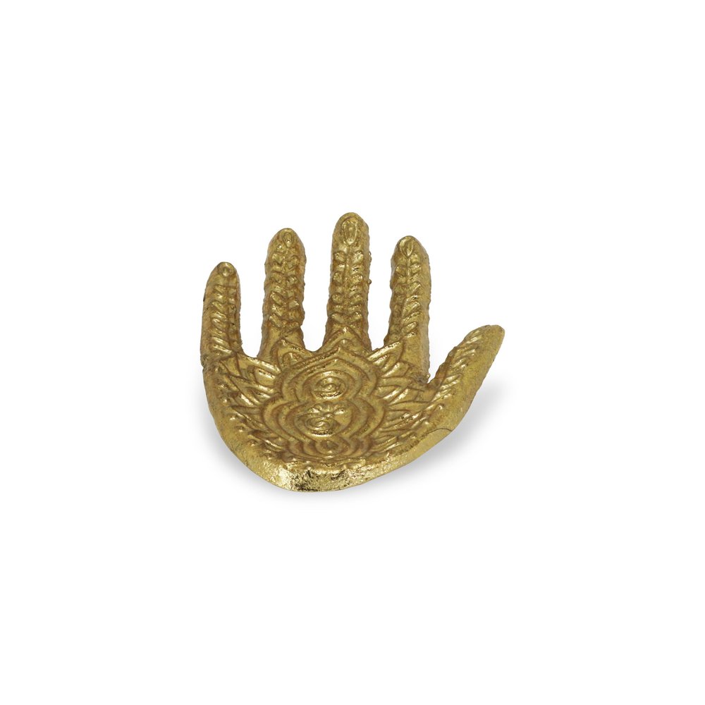 Bandeja de metal Hamza dorada de 5" hecha a mano