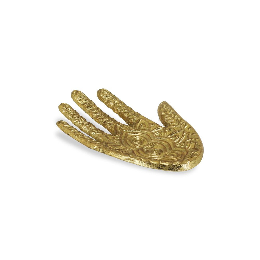 Bandeja de metal Hamza dorada de 5" hecha a mano
