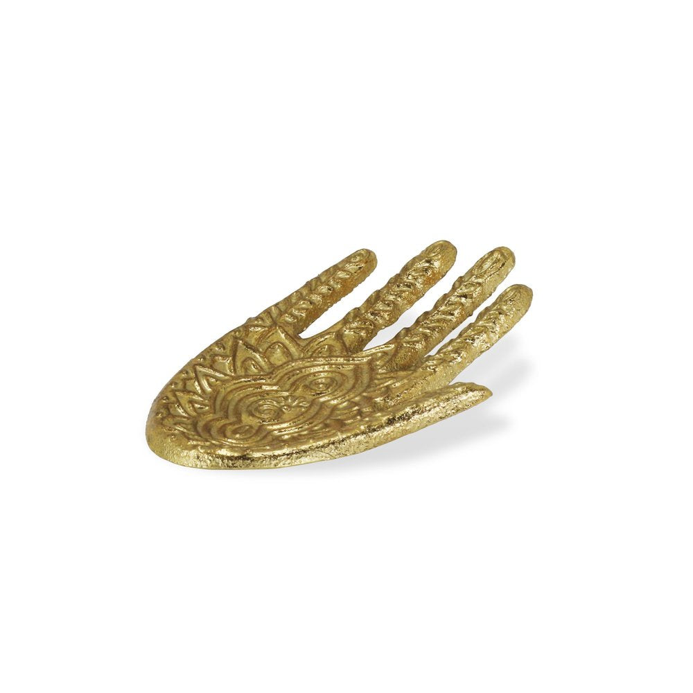 Bandeja de metal Hamza dorada de 5" hecha a mano