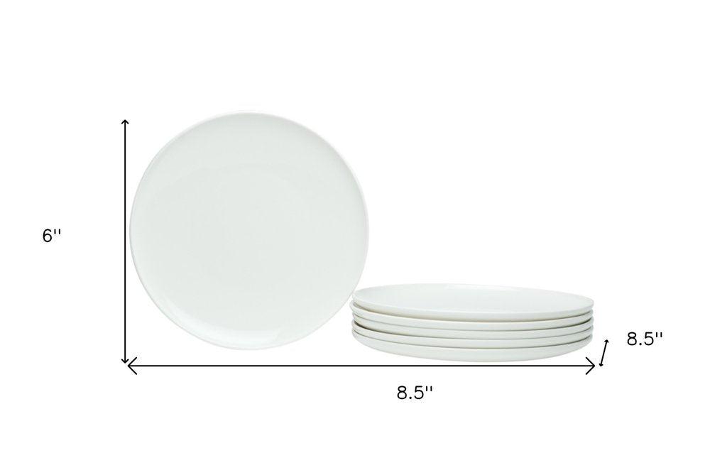 Juego de seis platos de ensalada de porcelana blanca de seis piezas
