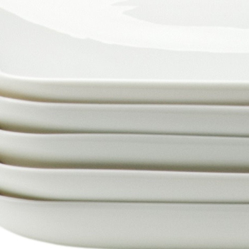 Juego de seis platos de cena rectangulares de porcelana blanca