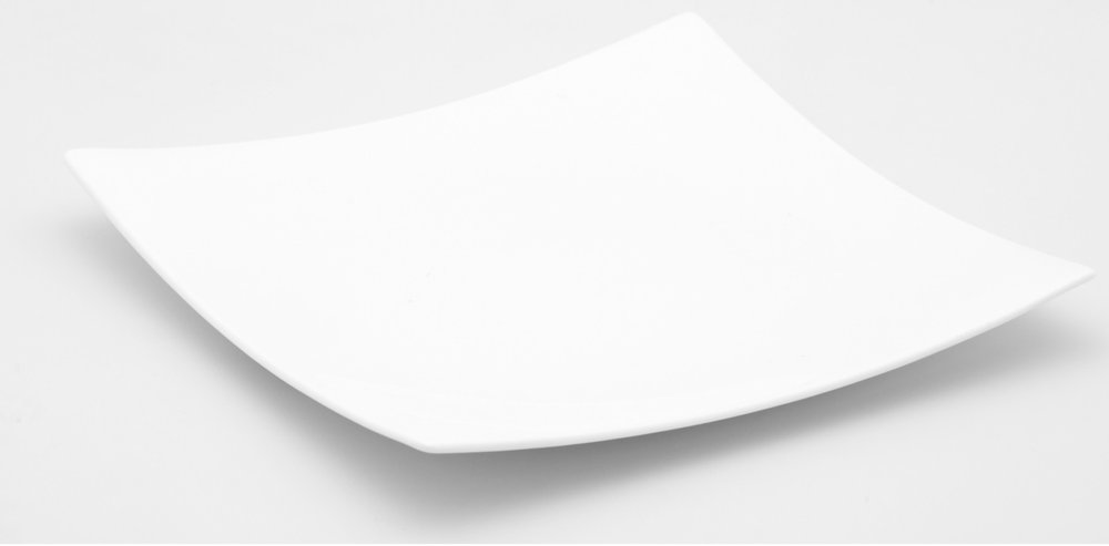 Juego de seis platos de cena de porcelana blanca cuadrada de seis piezas