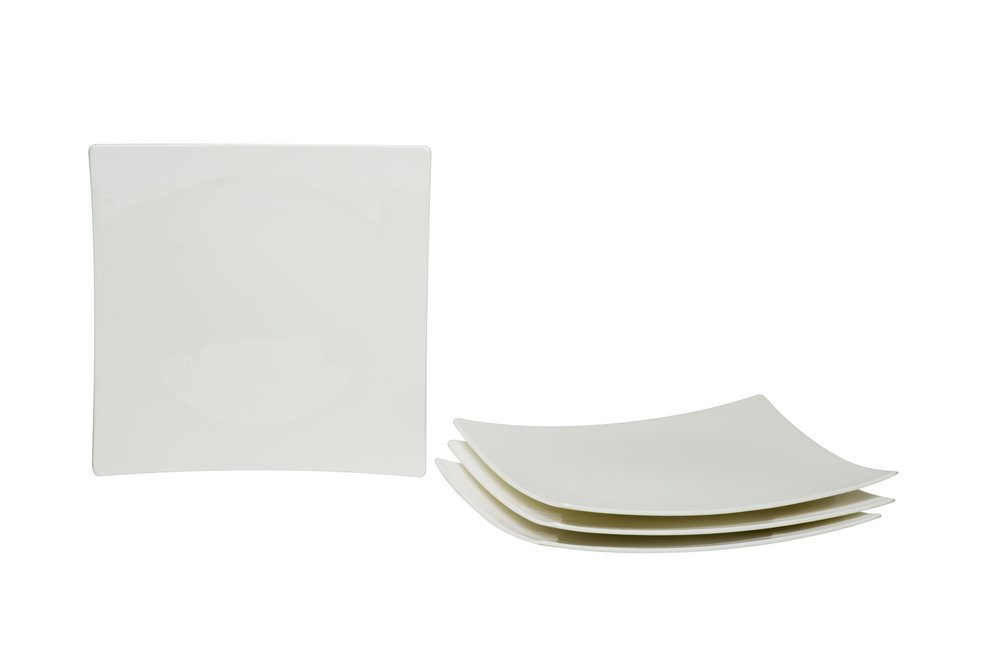 Juego de seis platos de ensalada de porcelana blanca cuadrada de seis piezas