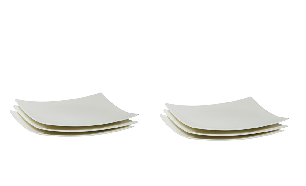 Juego de seis platos de ensalada de porcelana blanca cuadrada de seis piezas