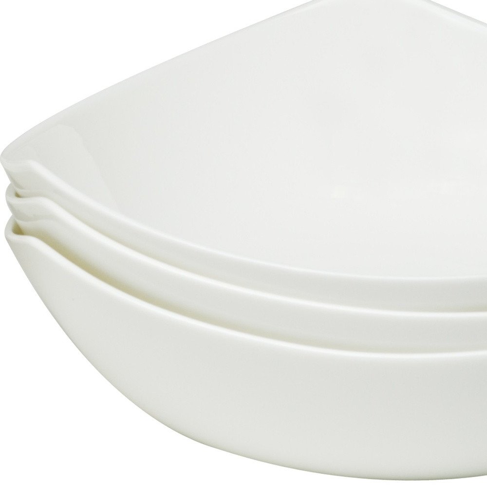 Servicio de porcelana blanca triangular de seis piezas para seis tazones