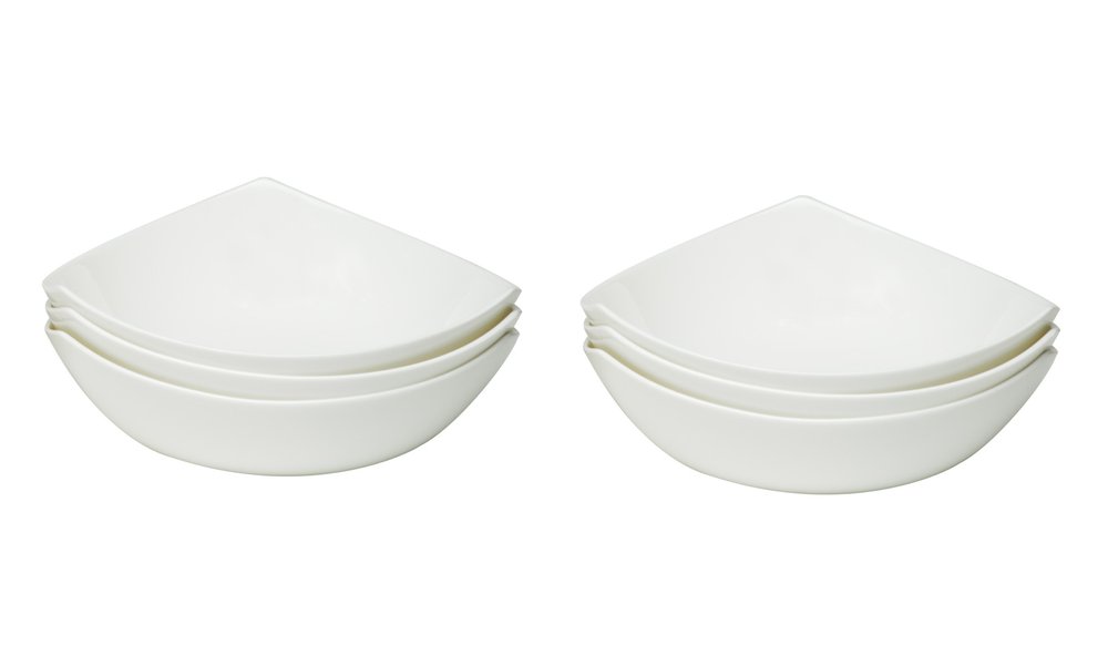 Servicio de porcelana blanca triangular de seis piezas para seis tazones