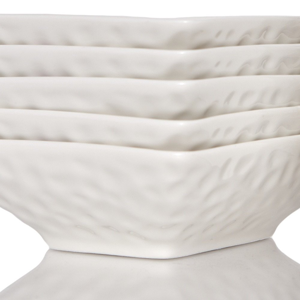 Servicio de porcelana blanca granulada de seis piezas para juego de seis cuencos
