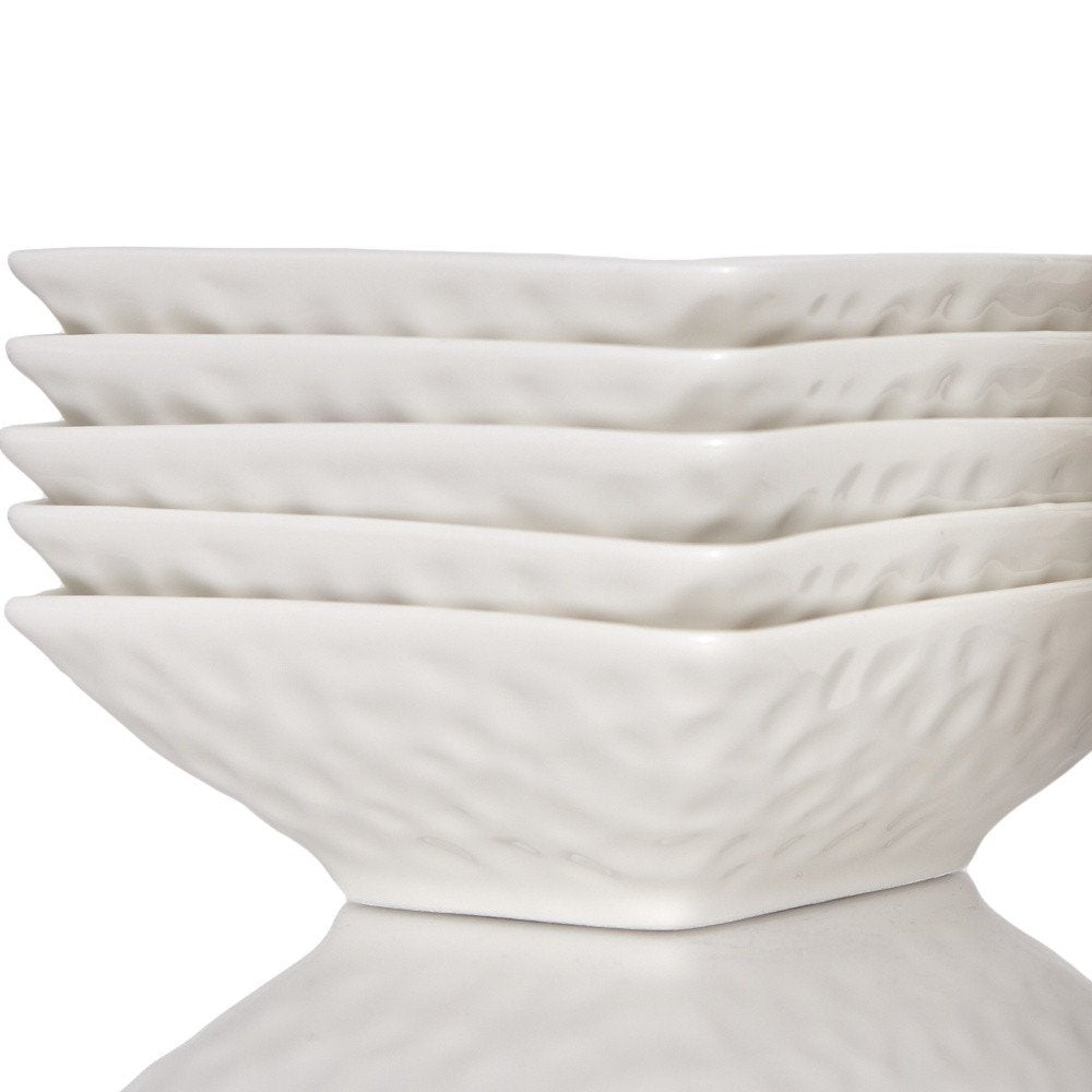 Servicio de porcelana blanca granulada de seis piezas para juego de seis cuencos