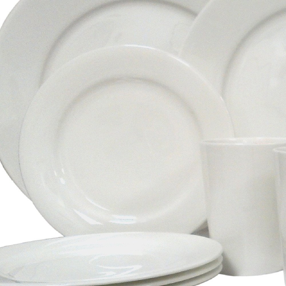 Juego de vajilla de porcelana blanca redonda de dieciséis piezas para cuatro personas