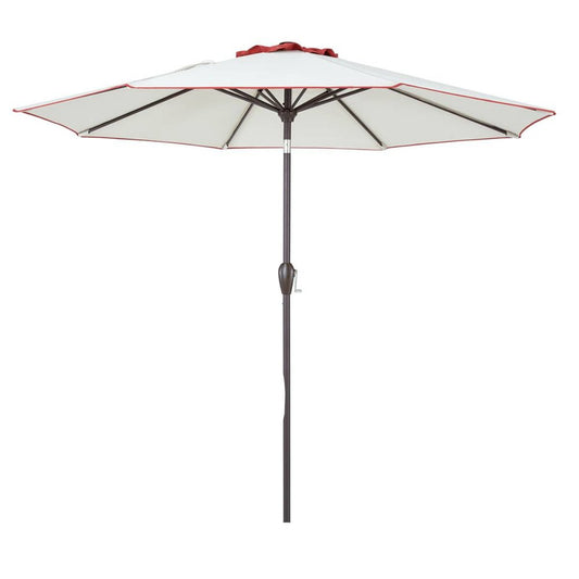 Sombrilla de patio inclinable octogonal de poliéster beige y terracota de 2,7 m