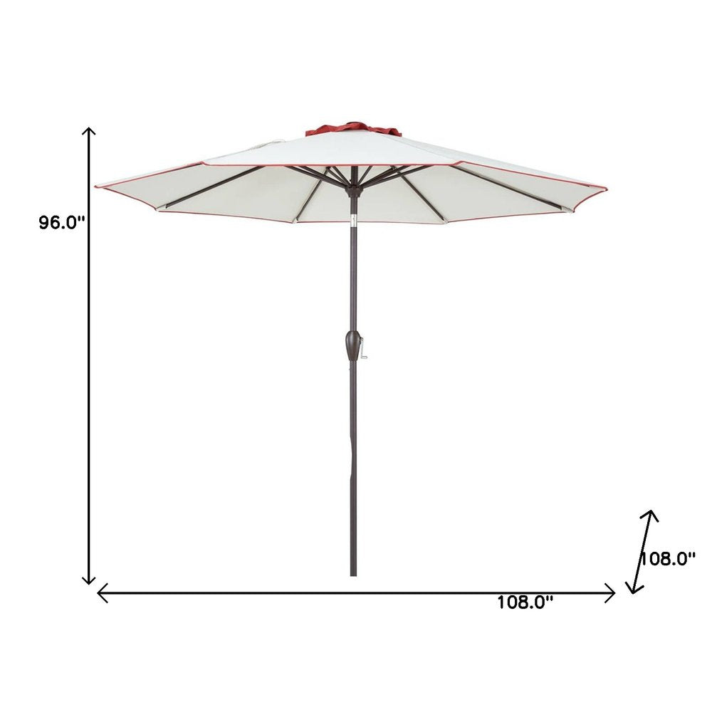 9' Beige And Terracotta Polyester Octagonal Tilt Market Patio Umbrella