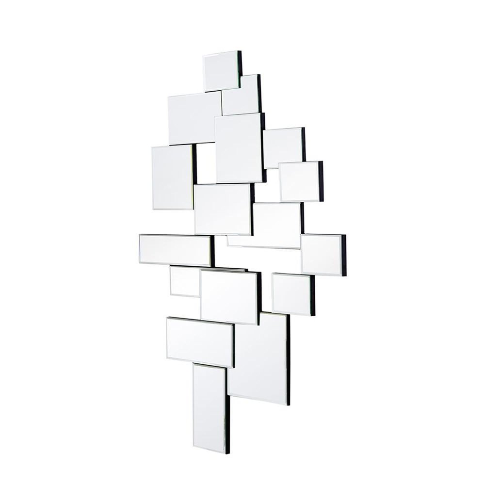 30" Clear Abstract Glass Contemporary Panels Unframed Accent Mirror