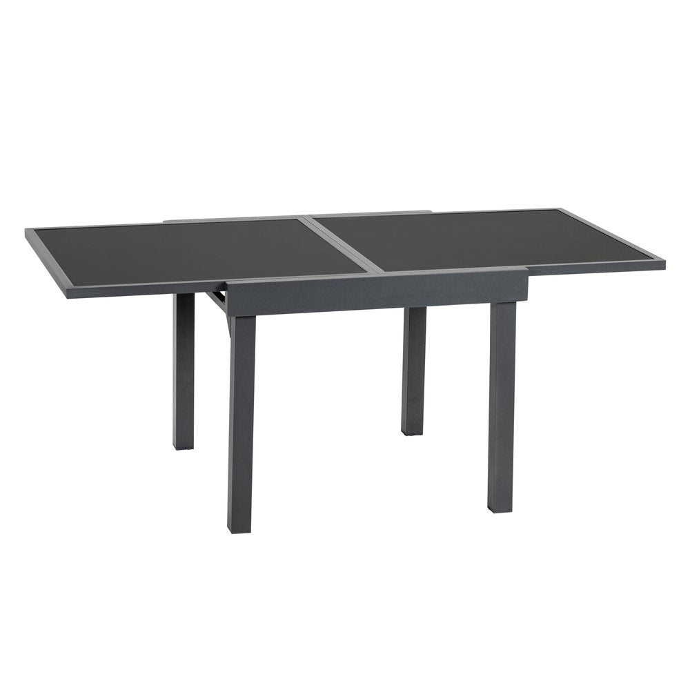 Mesa auxiliar extensible para exteriores de vidrio cuadrado gris de 35"