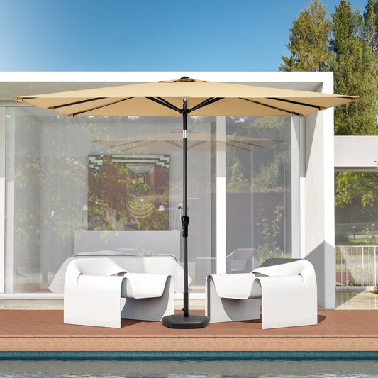 Sombrilla de patio rectangular inclinable de poliéster color canela de 2,7 m