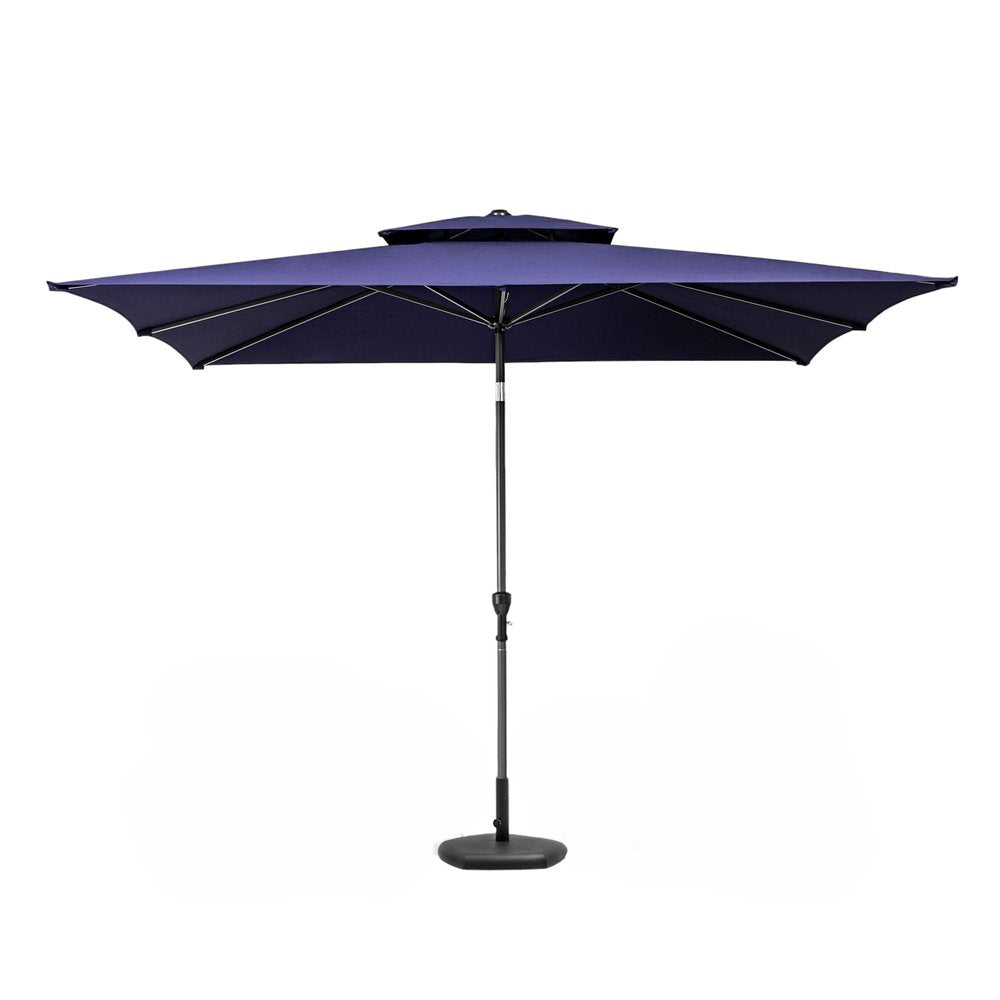 Sombrilla de patio rectangular inclinable de poliéster azul marino de 2,7 m
