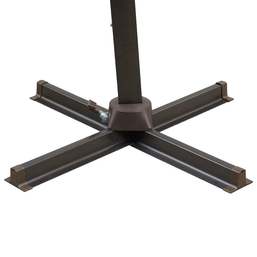 Sombrilla de patio cuadrada, inclinable y voladiza, de poliéster gris oscuro, de 10 pies con soporte