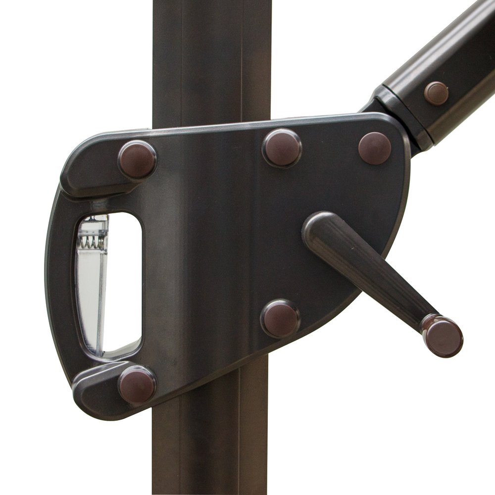Sombrilla de patio cuadrada, inclinable y voladiza, de poliéster gris oscuro, de 10 pies con soporte