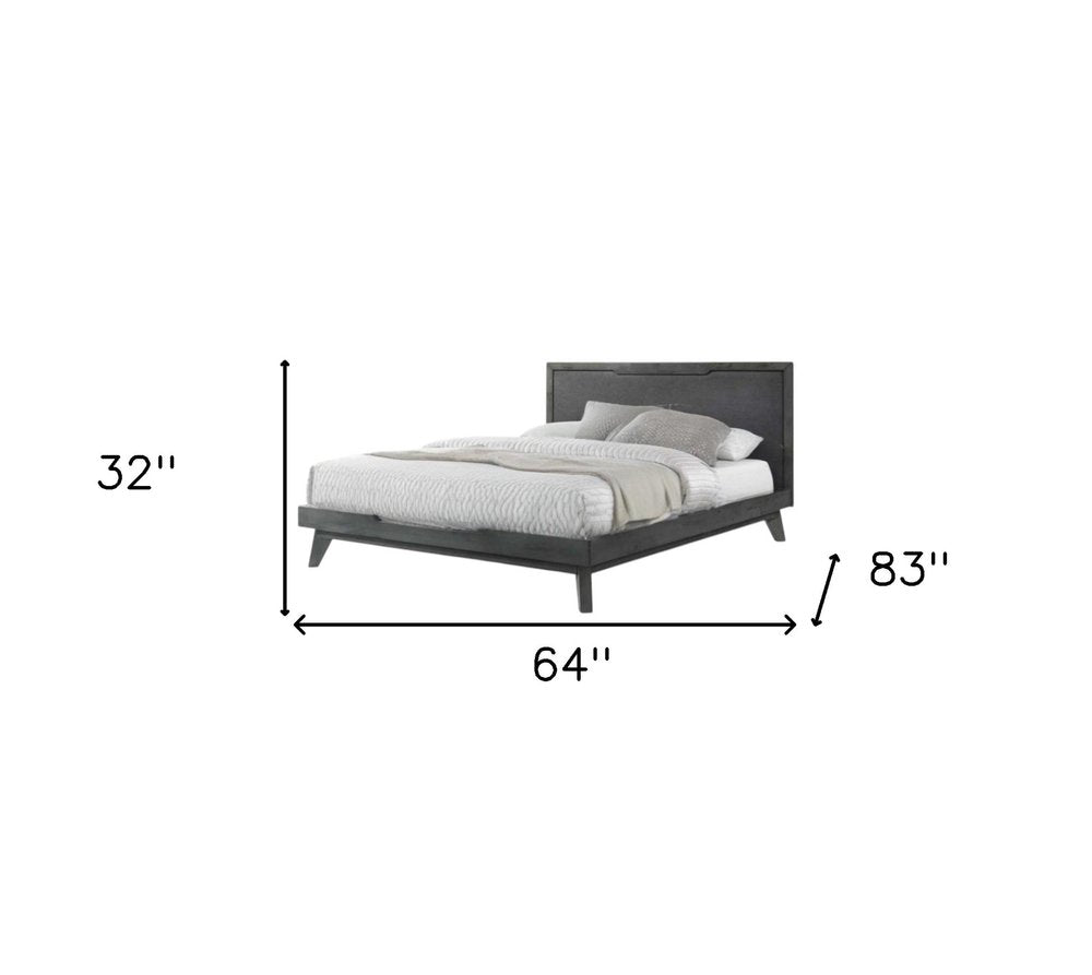 Marco de cama Queen de madera y lino gris