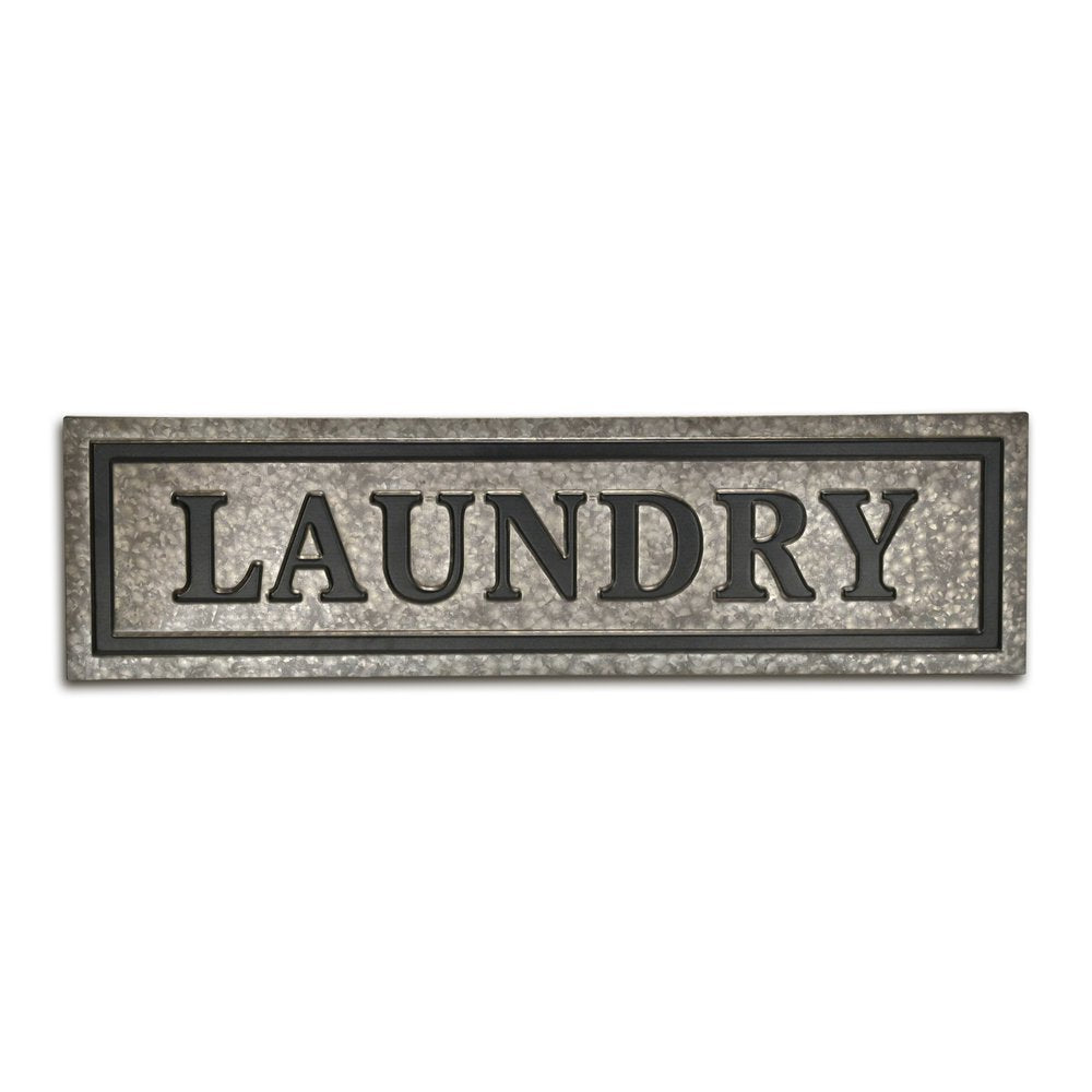10" X 36" Gray Laundry Galvanized Metal Wall Decor