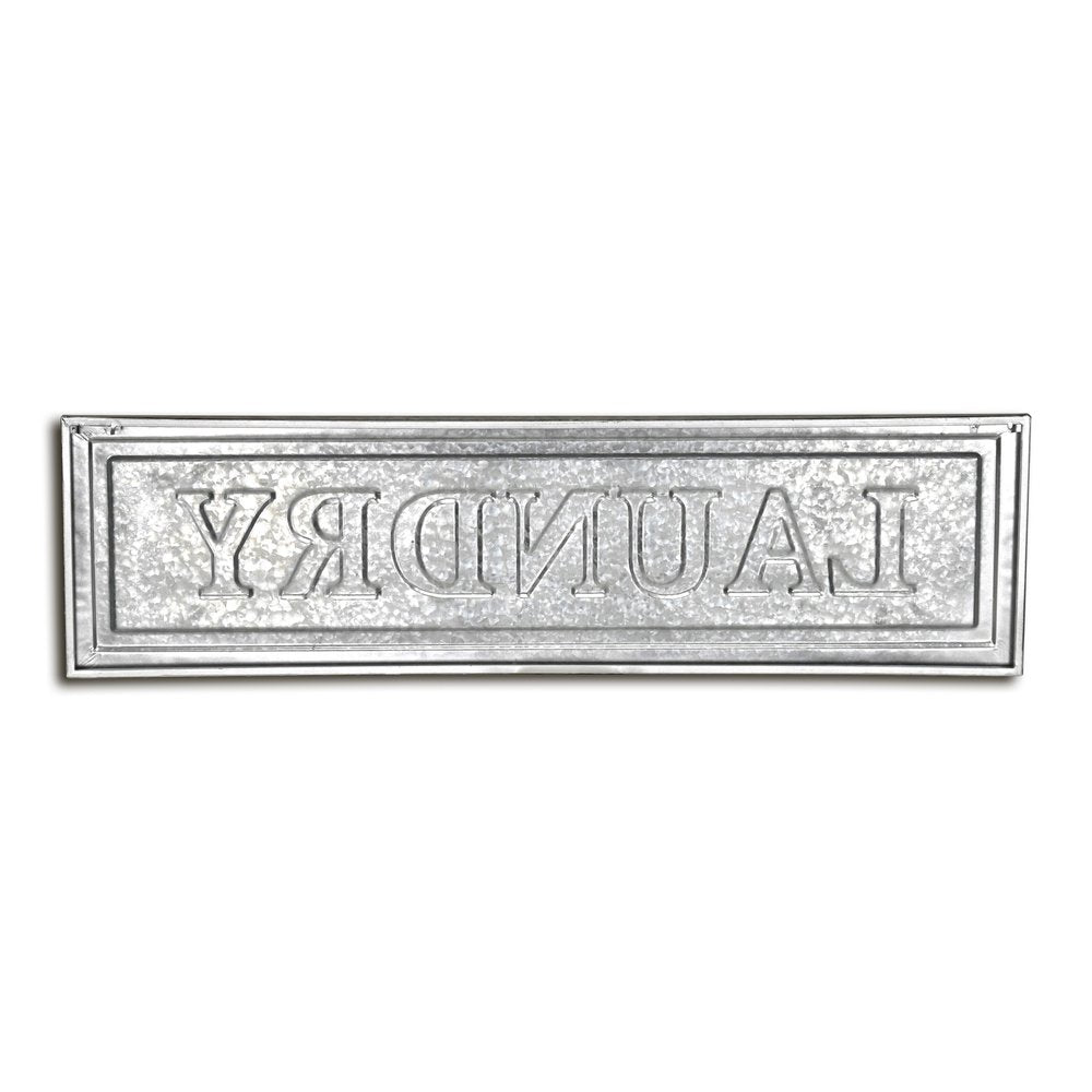 10" X 36" Gray Laundry Galvanized Metal Wall Decor