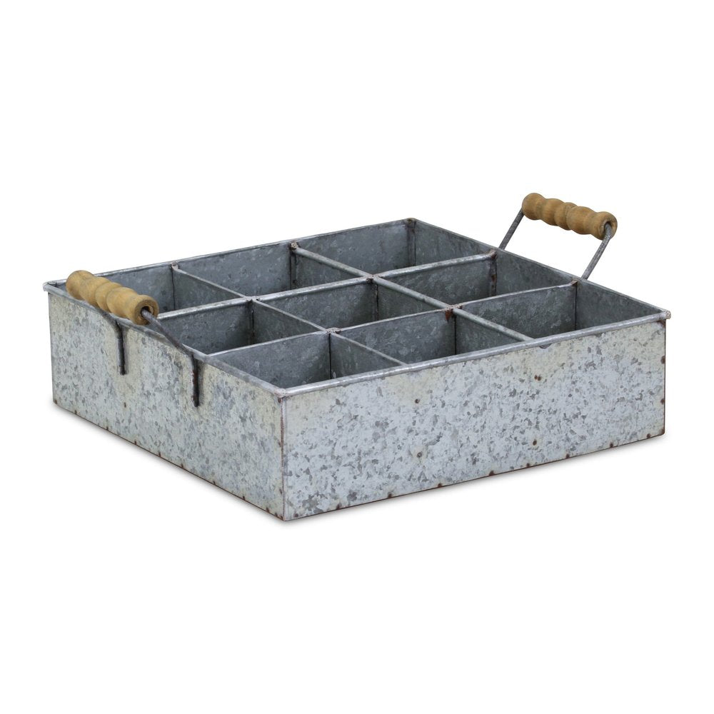 Caja de metal galvanizado plateado de 12"