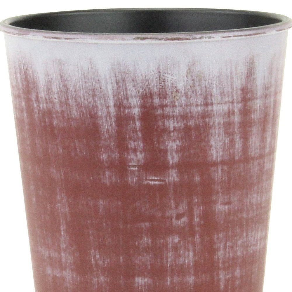 Maceta redonda de 5" de plástico reciclado, con textura en tonos marrones y marfil, para interior y exterior.