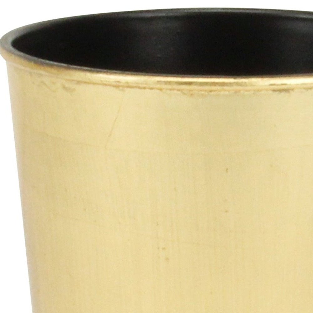 Maceta redonda de plástico reciclado dorado de 5" para interior y exterior