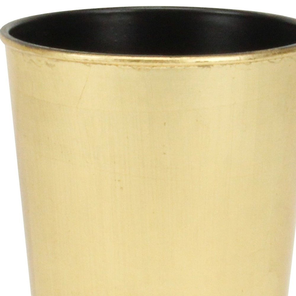 Maceta redonda de plástico reciclado dorado de 5" para interior y exterior