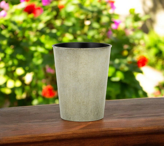 Maceta redonda de plástico reciclado gris de 5" para interior y exterior