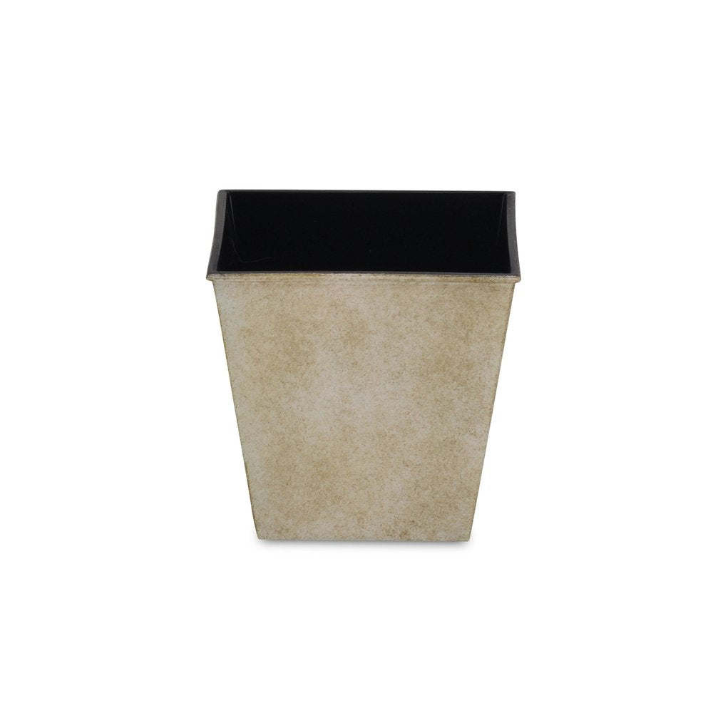 Maceta cuadrada de 5" de plástico reciclado color crema para interior y exterior