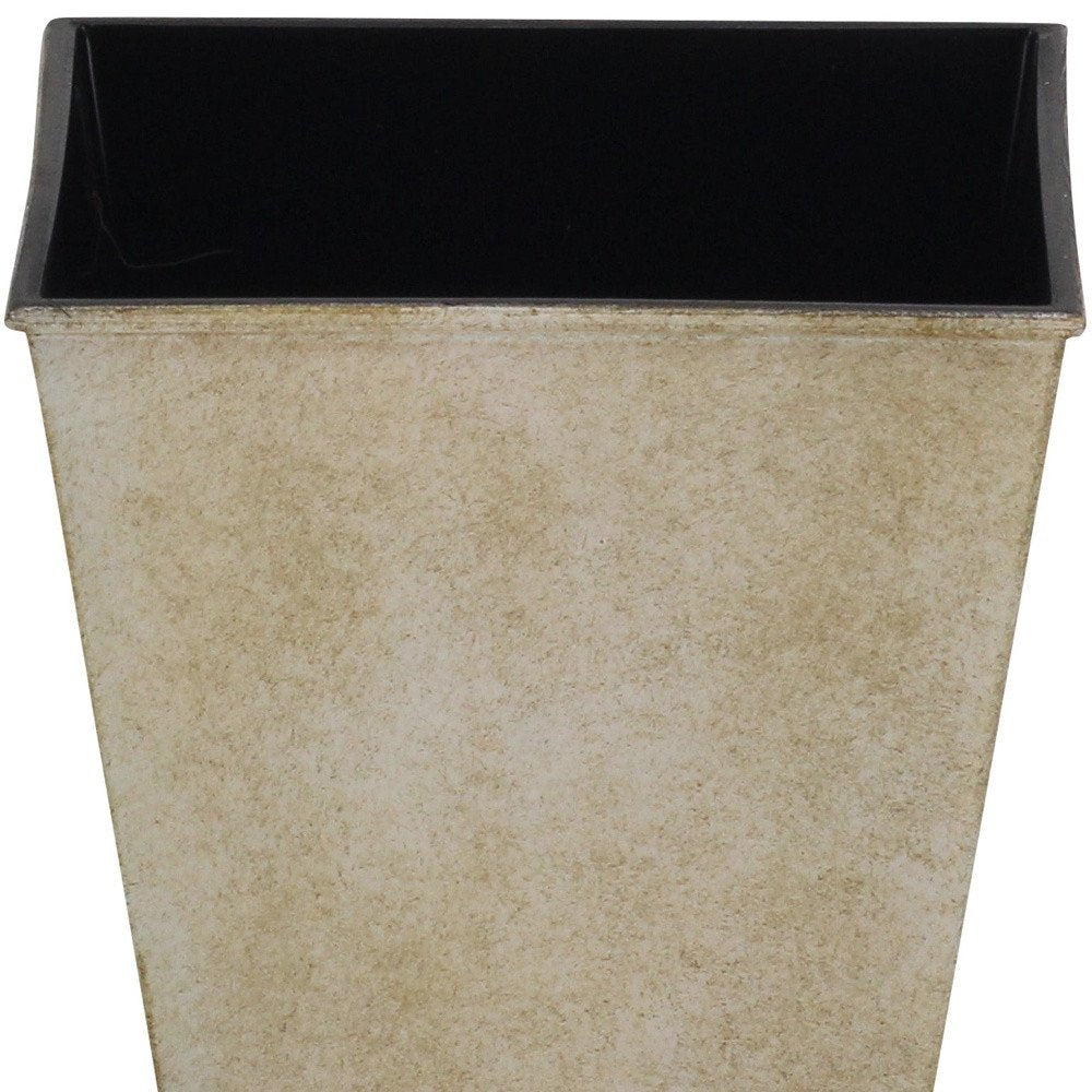 Maceta cuadrada de 5" de plástico reciclado color crema para interior y exterior