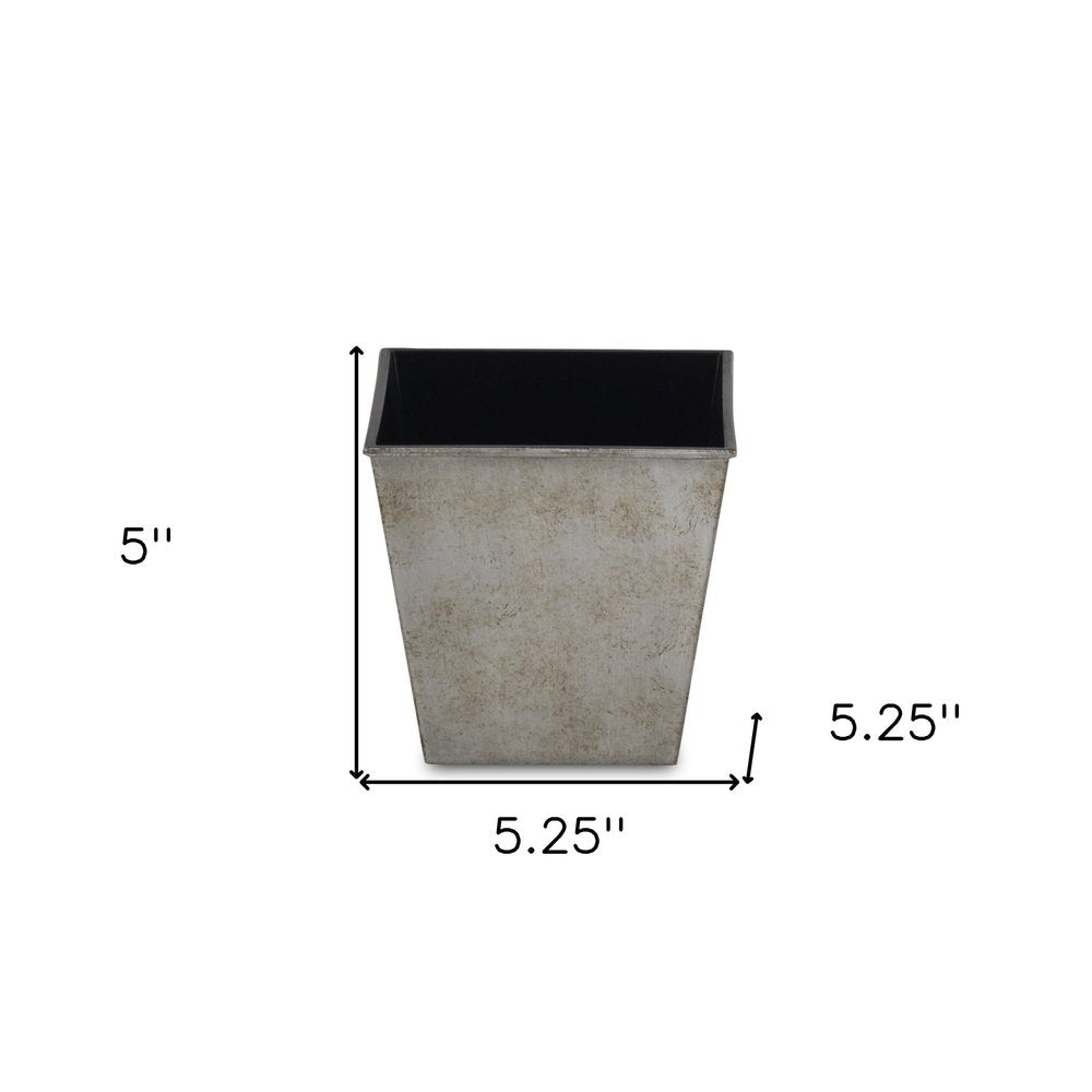 Maceta cuadrada de plástico reciclado gris de 5" para interior y exterior
