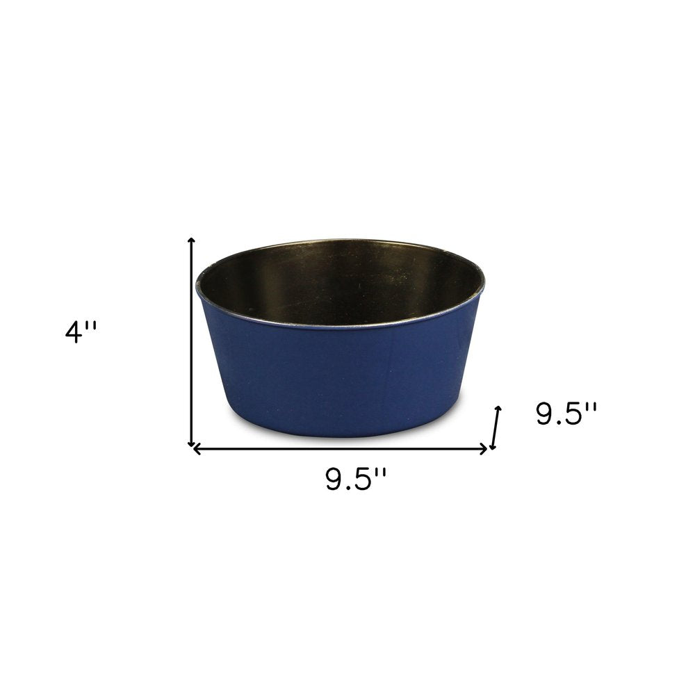 Maceta redonda de plástico reciclado azul marino de 25 cm para interior y exterior