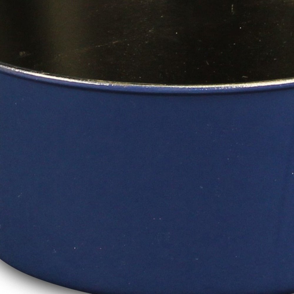Maceta redonda de plástico reciclado azul marino de 25 cm para interior y exterior