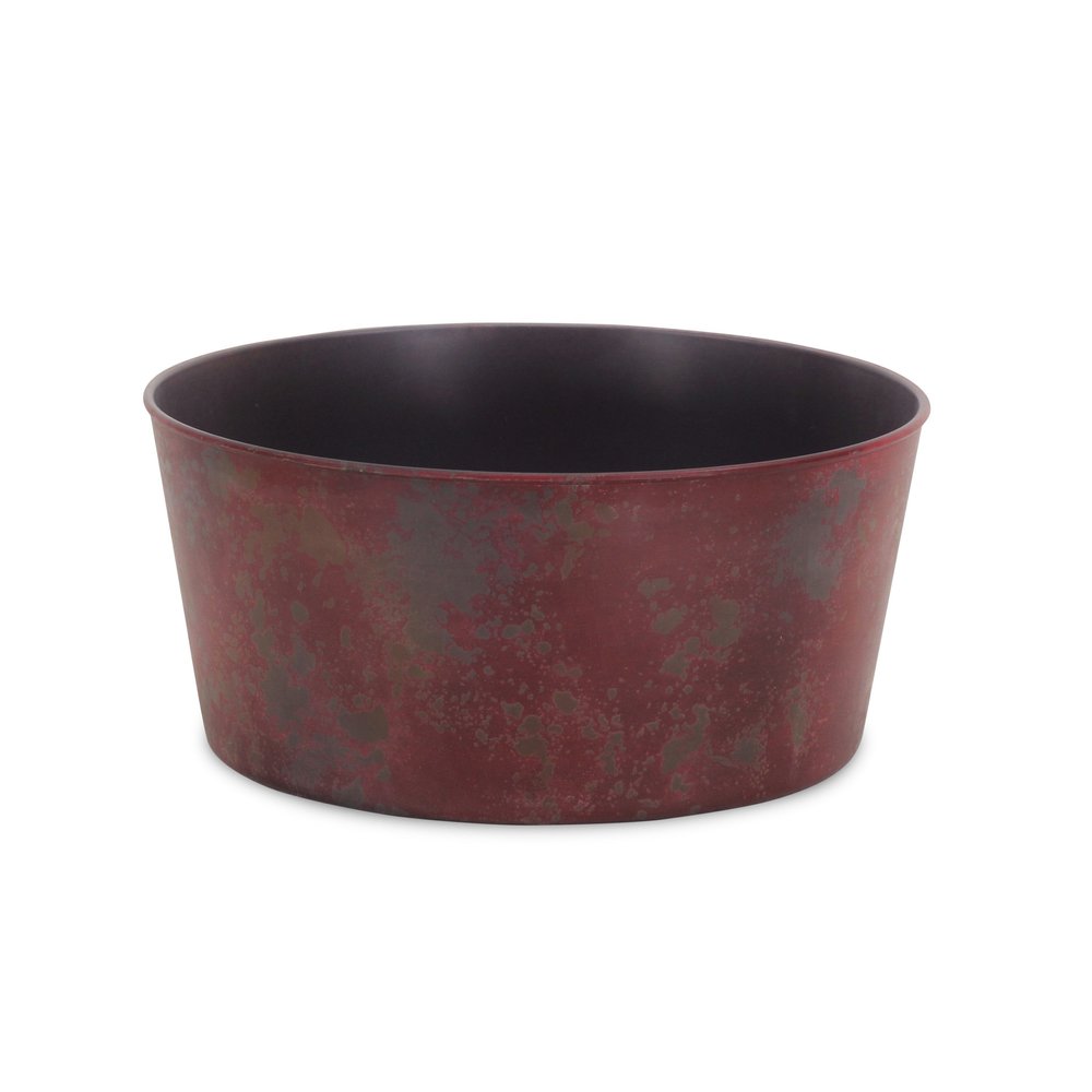 Maceta redonda de plástico reciclado rojo de 30 cm para interior y exterior