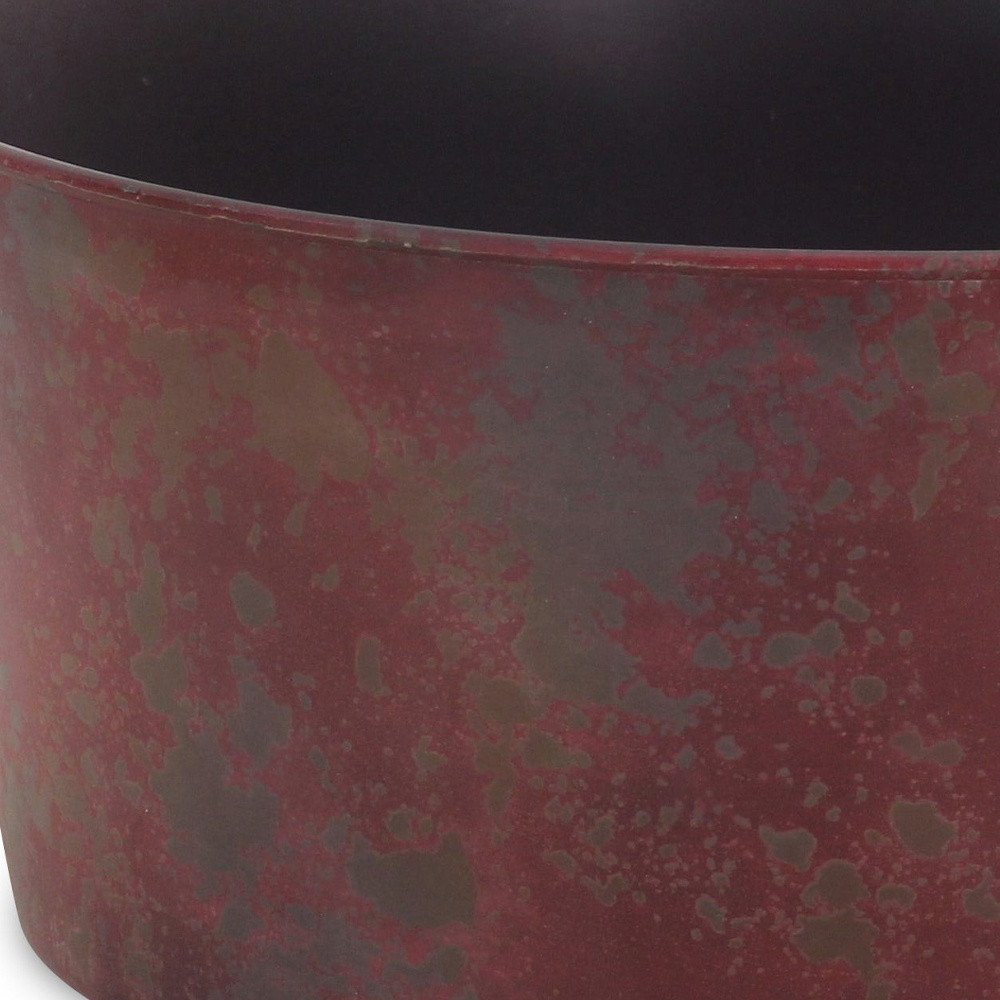 Maceta redonda de plástico reciclado rojo de 30 cm para interior y exterior