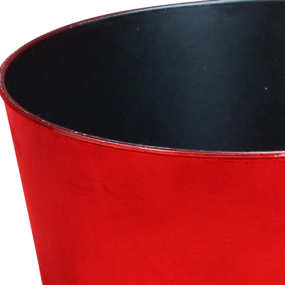 Maceta redonda de plástico reciclado rojo de 30 cm para interior y exterior