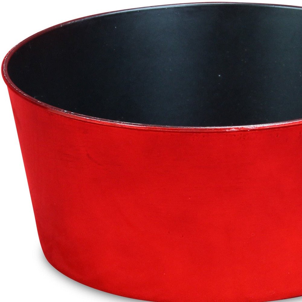 Maceta redonda de plástico reciclado rojo de 30 cm para interior y exterior