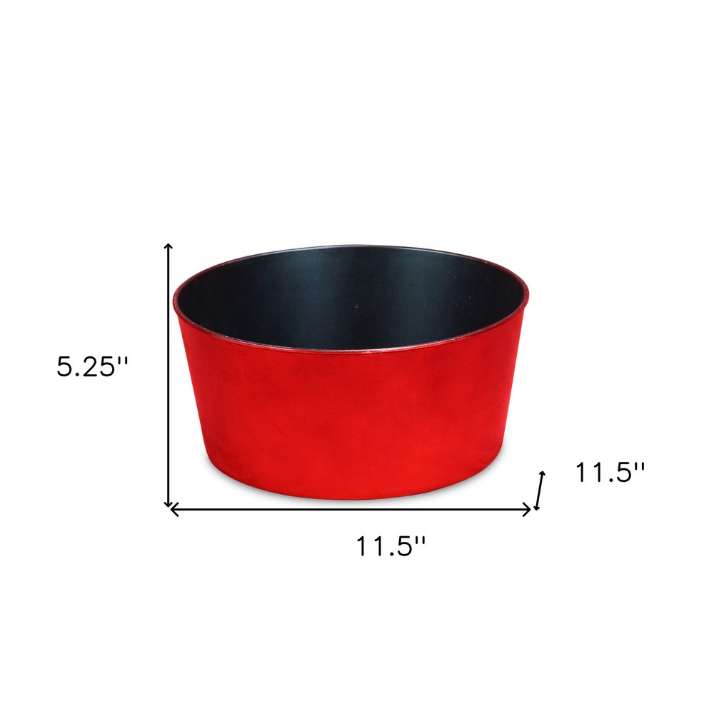 Maceta redonda de plástico reciclado rojo de 30 cm para interior y exterior