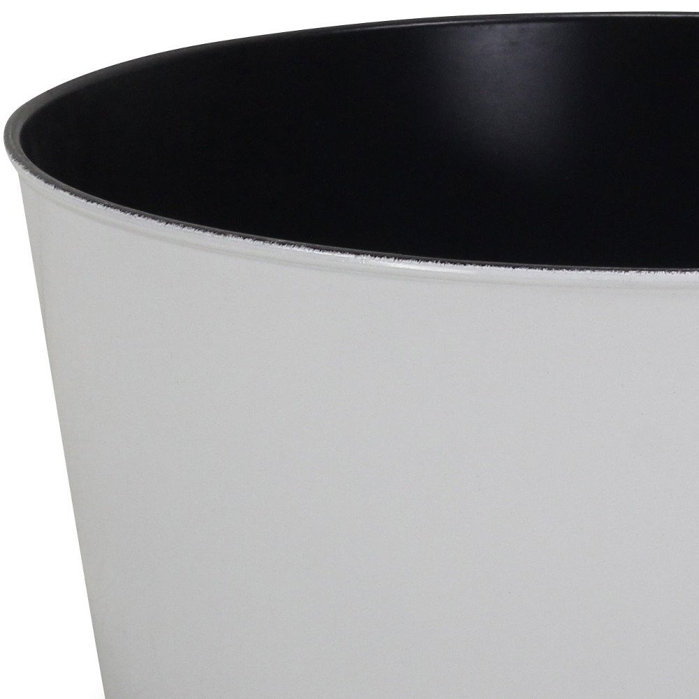 Maceta redonda de plástico reciclado blanco de 30 cm para interior y exterior