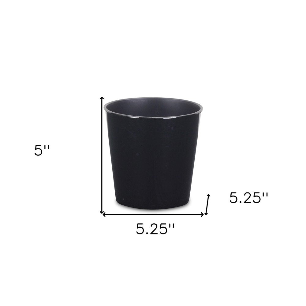 Maceta redonda de 5" de plástico reciclado negro para interior y exterior