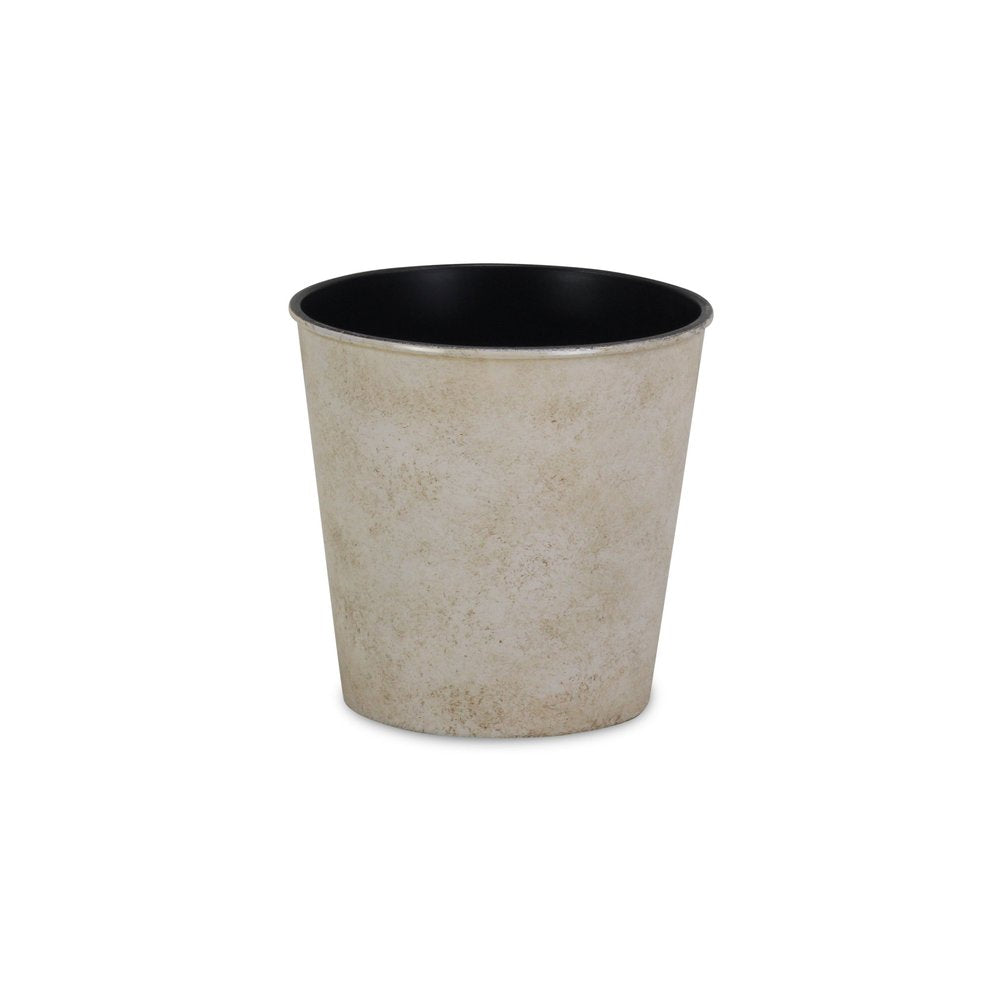 Maceta redonda de 5" de plástico reciclado color crema para interior y exterior