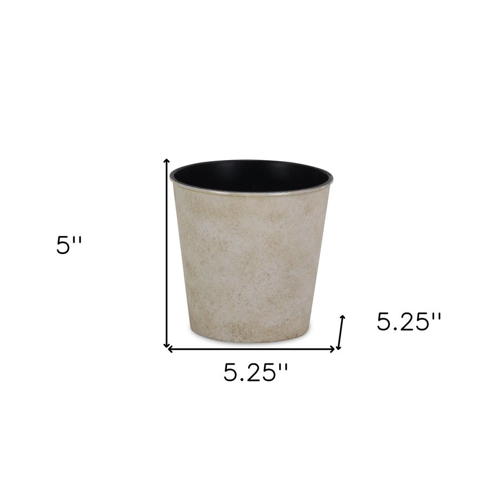 Maceta redonda de 5" de plástico reciclado color crema para interior y exterior