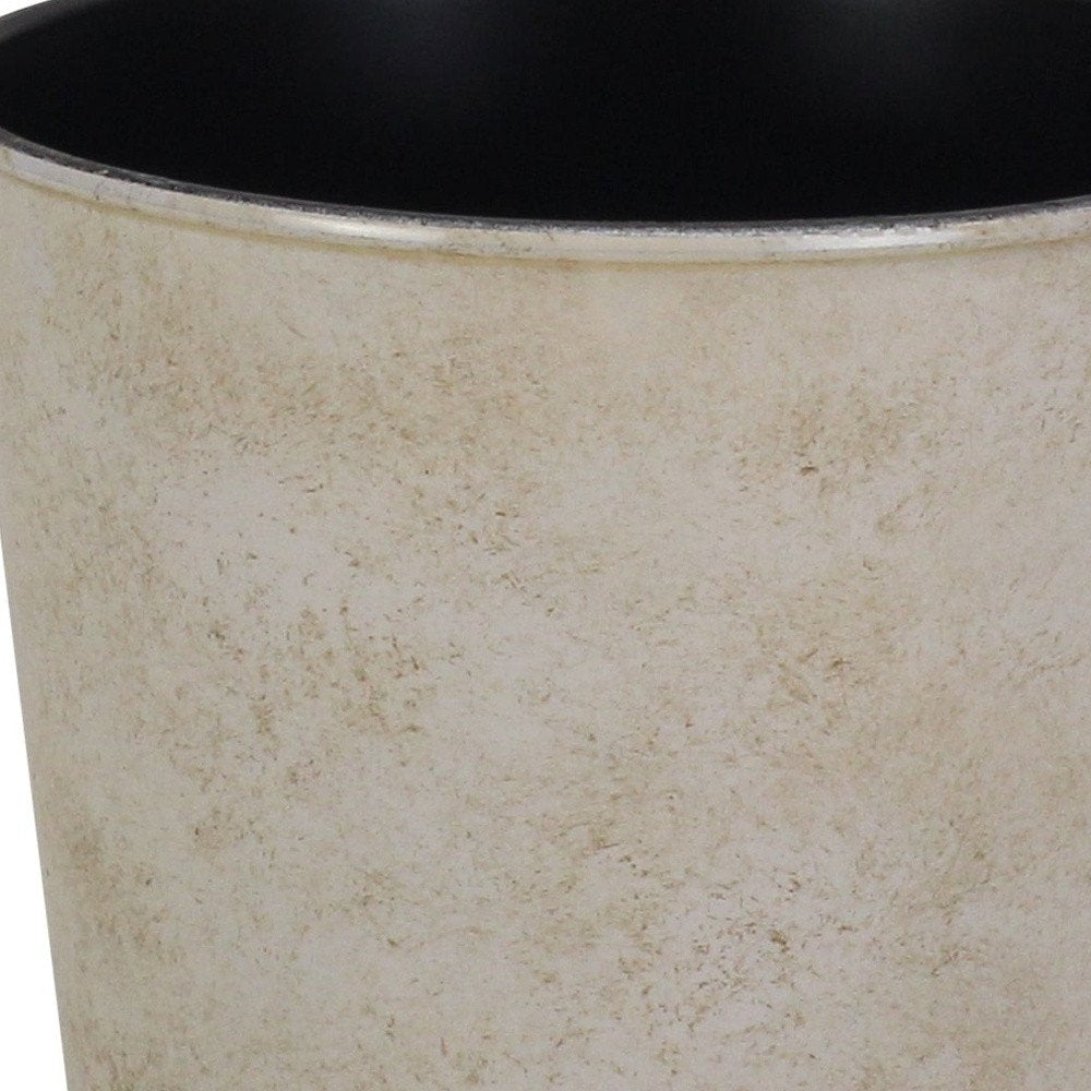 Maceta redonda de 5" de plástico reciclado color crema para interior y exterior