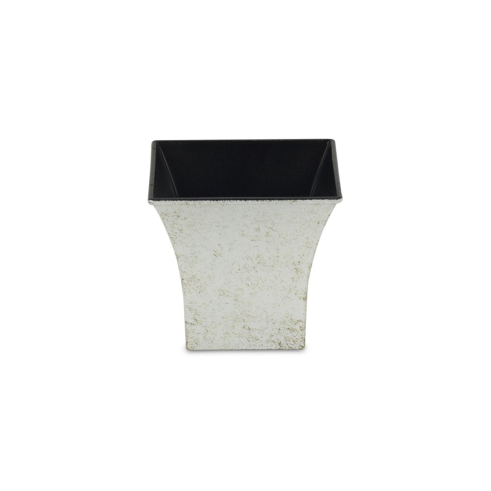 Maceta cuadrada de 5" de plástico reciclado color crema para interior y exterior