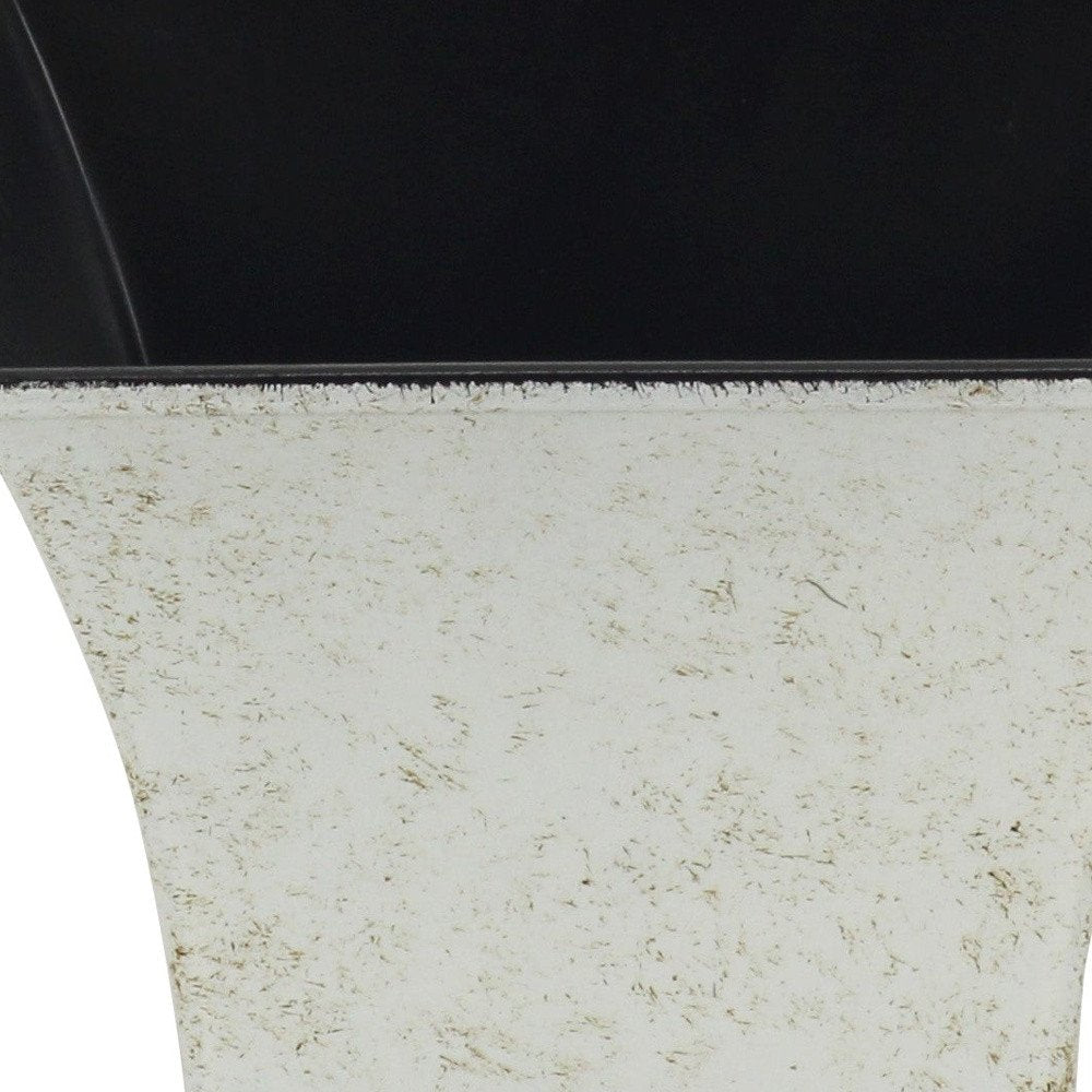 Maceta cuadrada de 5" de plástico reciclado color crema para interior y exterior
