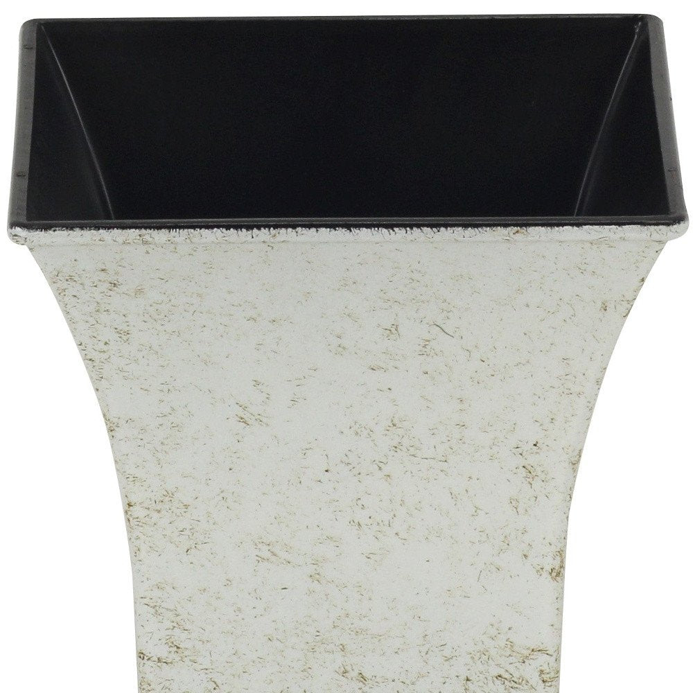 Maceta cuadrada de 5" de plástico reciclado color crema para interior y exterior