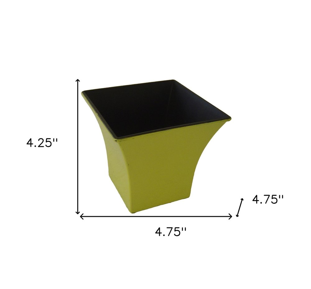 Maceta cuadrada de plástico reciclado amarillo de 5" para interior y exterior
