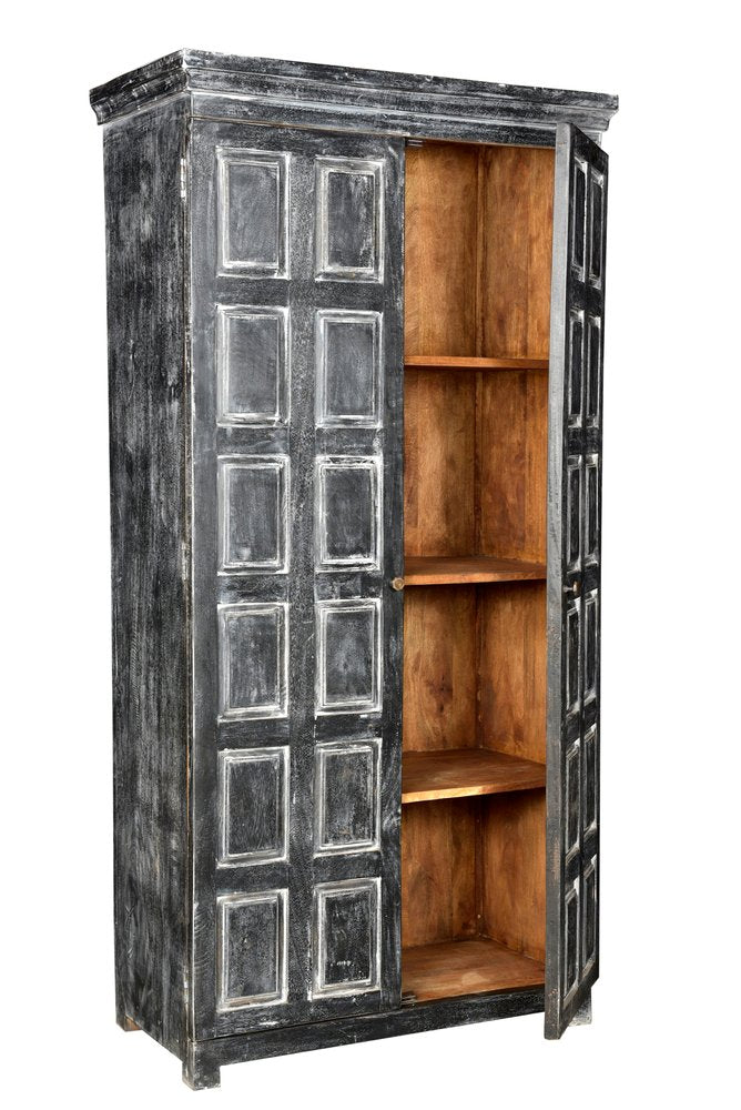 Despensa o armario de almacenamiento de madera maciza gris oscuro de 72"