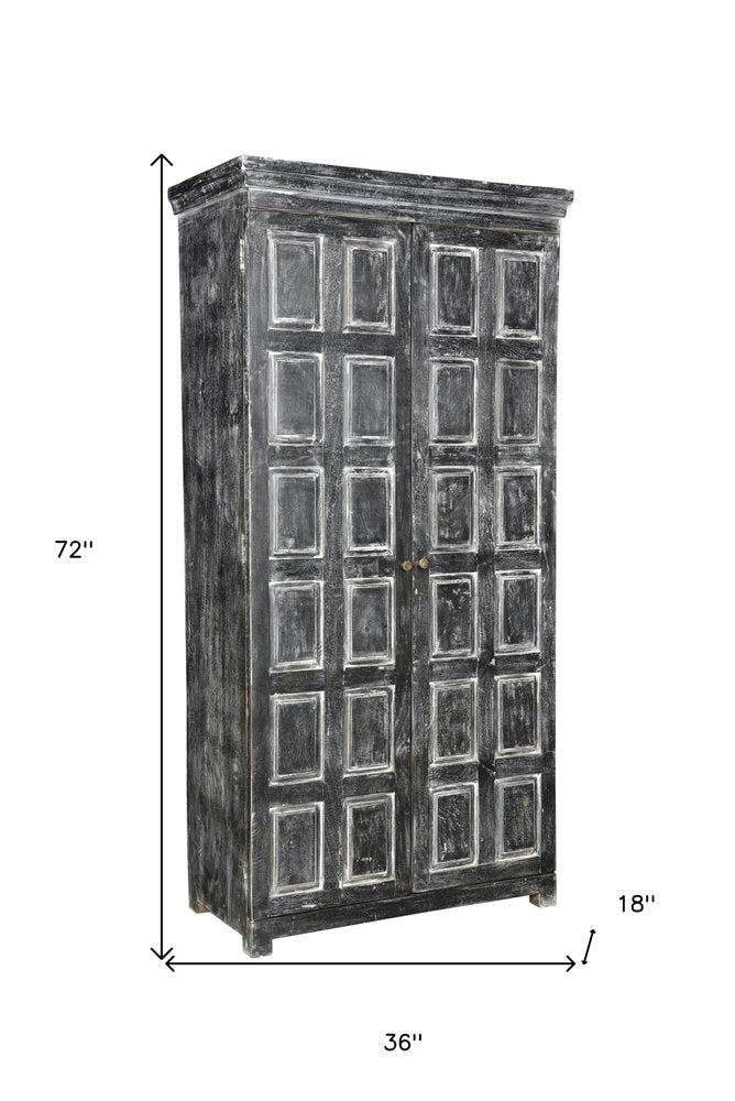 Despensa o armario de almacenamiento de madera maciza gris oscuro de 72"